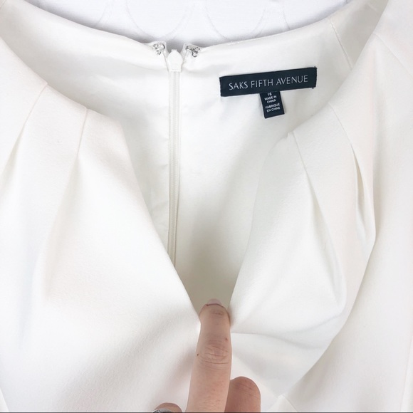 Saks Fifth Avenue Formal White Cocktail Dress 16 - Picture 3 of 6